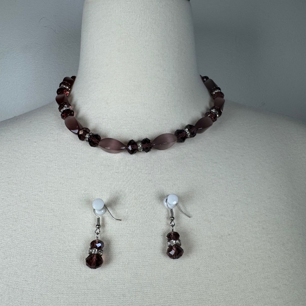 Avon Brown Beaded Necklace Set